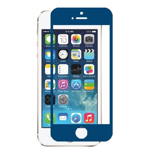 Tempered Glass in Retail Packaging for iPhone 5 / 5C / 5S / SE (2016) - Blue Border