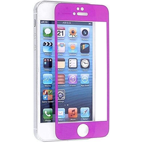 Tempered Glass in Retail Packaging for iPhone 5 / 5C / 5S / SE (2016) - Purple Edge Border