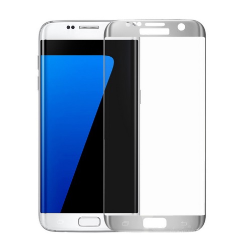 Curved Coverage Tempered Glass in Retail Packaging for Galaxy S7 Edge - Silver