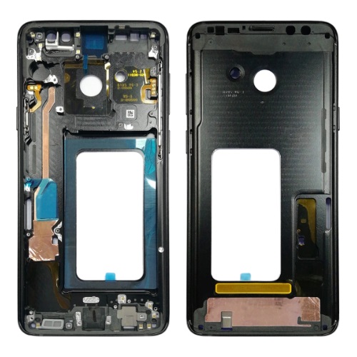 Mid-Frame Housing with Small Components Pre-Installed for Galaxy S9 Plus,- Midnight Black