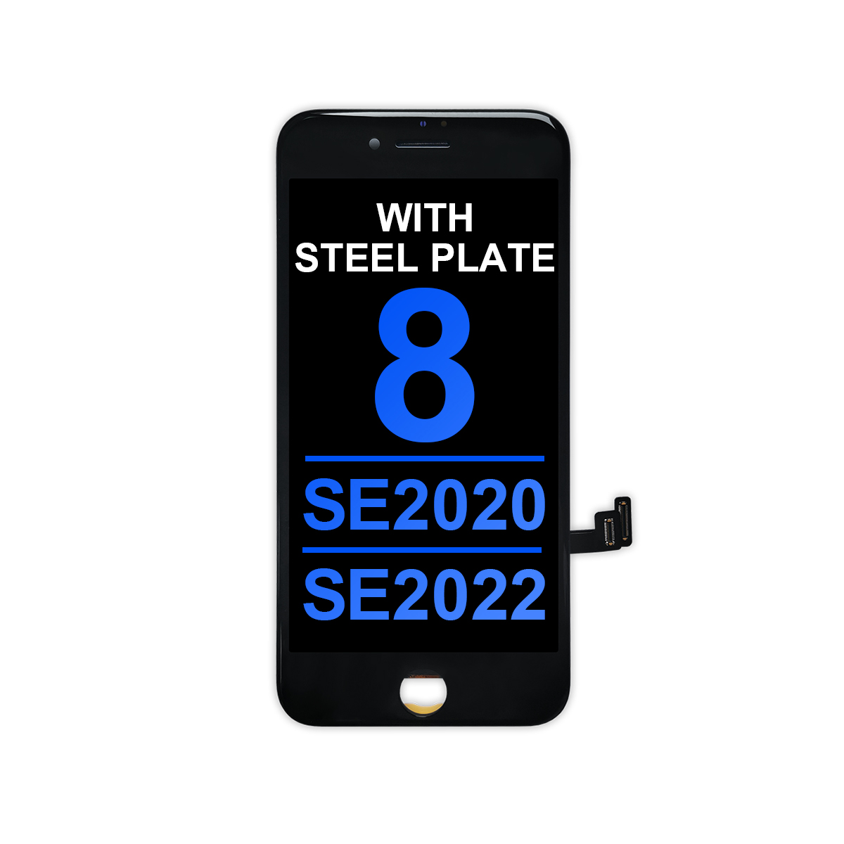 Aftermarket LCD Assembly with Steel Plate for iPhone 8 / SE (2020) / SE (2022) - Black