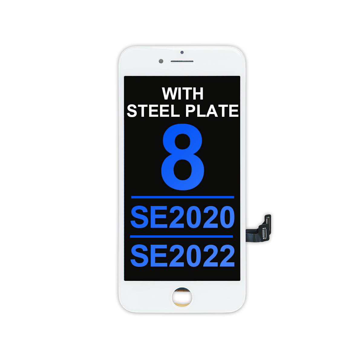 Aftermarket LCD Assembly with Steel Plate for iPhone 8 / SE (2020) / SE (2022) - White