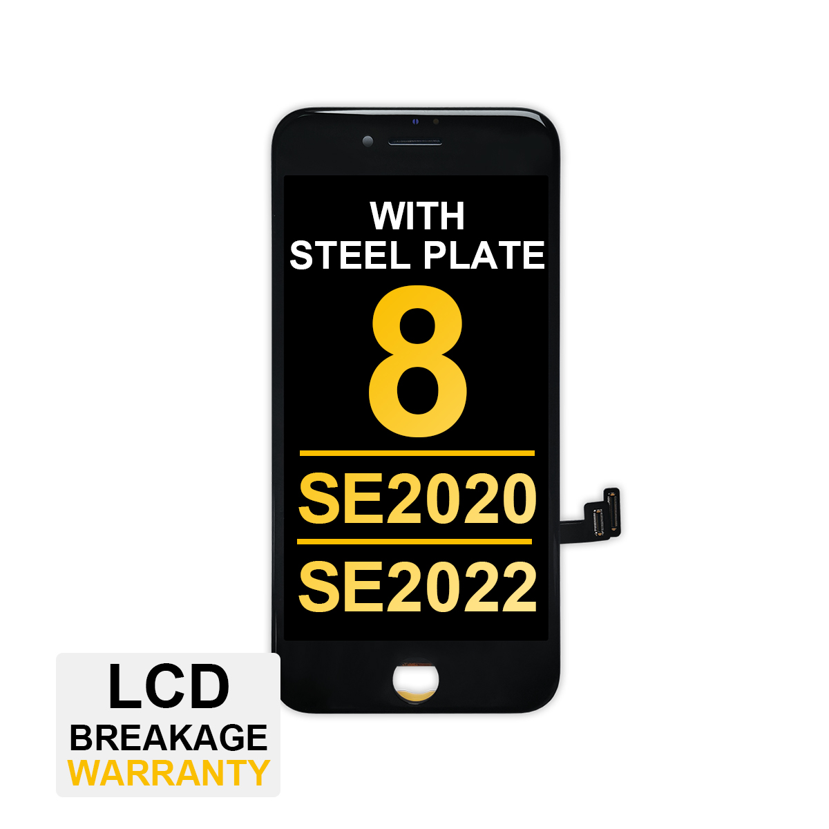 Premium LCD Assembly with Steel Plate for iPhone 8 / SE (2020) / SE (2022) - Black