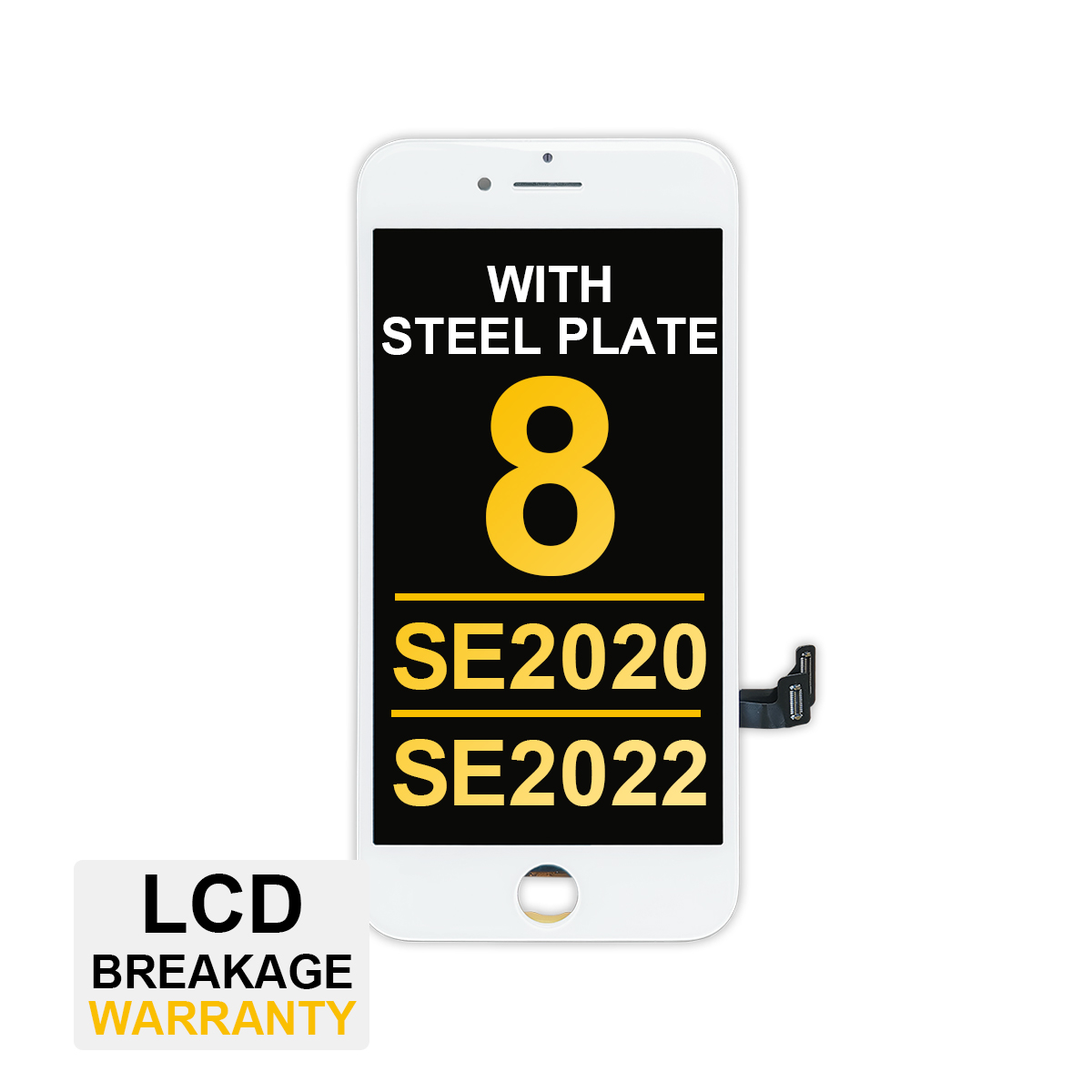 Premium LCD Assembly with Steel Plate for iPhone 8 / SE (2020) / SE (2022) - White