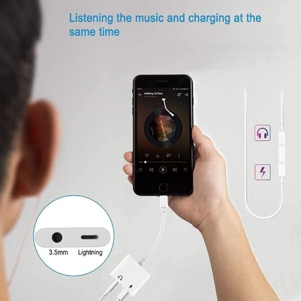 Lightning to 3.5mm Headphone Jack + Lightning Adapter - Image 3