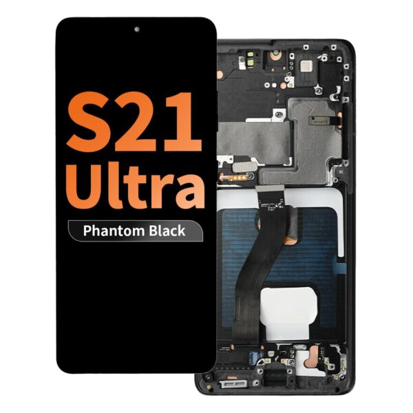 Aftermarket OLED Assembly with Frame for Samsung Galaxy S21 Ultra - Phantom Black