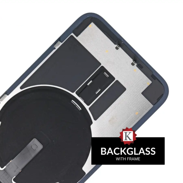Back Cover Glass w/ Frame and Wireless NFC Flex Cable for iPhone 14 Plus (Big Camera Hole) - Red - Image 3