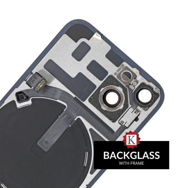 Back Cover Glass w/ Frame and Wireless NFC Flex Cable for iPhone 14 Plus (Big Camera Hole) - Red - Image 2