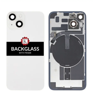 Back Cover Glass w/ Frame and Wireless NFC Flex Cable for iPhone 14 (Big Camera Hole) - Starlight