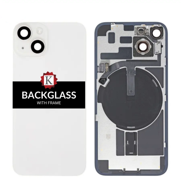 Back Cover Glass w/ Frame and Wireless NFC Flex Cable for iPhone 14 (Big Camera Hole) - Starlight