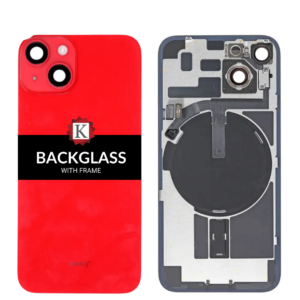 Back Cover Glass w/ Frame and Wireless NFC Flex Cable for iPhone 14 (Big Camera Hole) - Red