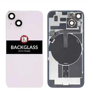 Back Cover Glass w/ Frame and Wireless NFC Flex Cable for iPhone 14 (Big Camera Hole) - Purple