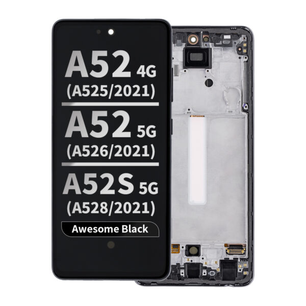 Aftermarket OLED Assembly with Frame for Samsung Galaxy A52 5G (A526 / 2021) - Awesome Black