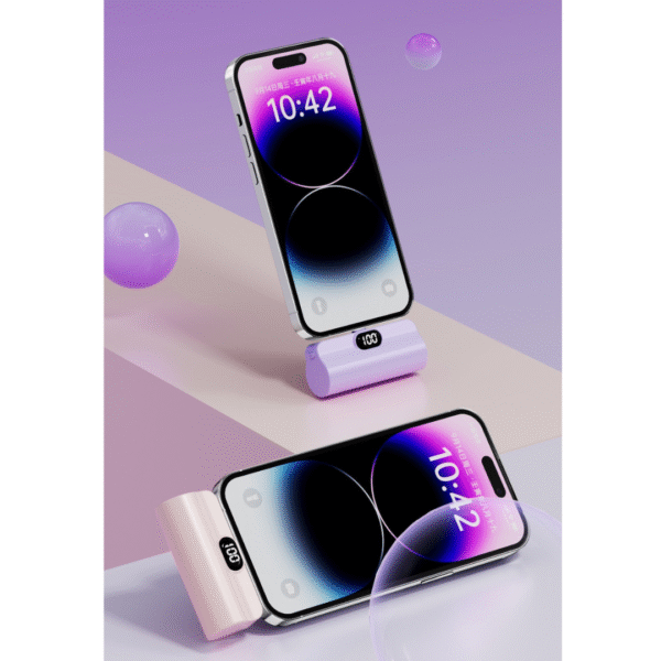 Mini Pocket Power Bank w/ Display 5000mAh (Fast Charging) - Lightning - Image 2
