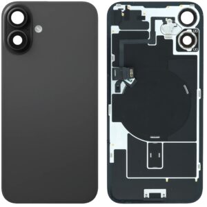 Back Cover Glass w/ Frame and Wireless NFC Flex Cable for iPhone 16  – Black