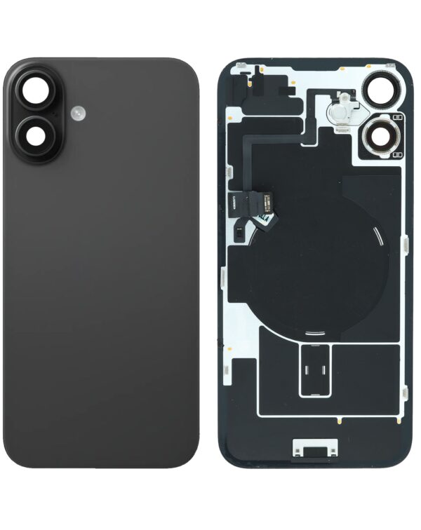 Back Cover Glass w/ Frame and Wireless NFC Flex Cable for iPhone 16  – Black