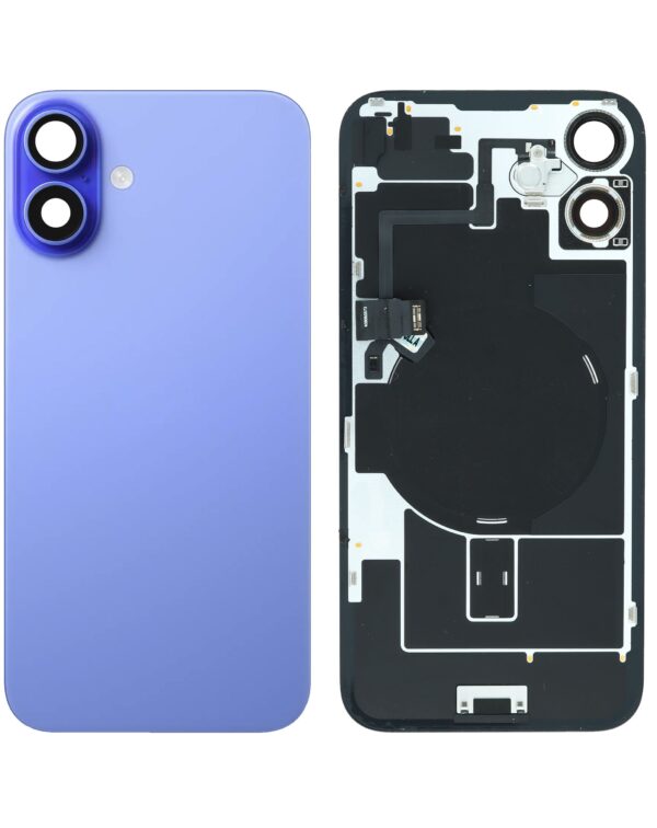 Back Cover Glass w/ Frame and Wireless NFC Flex Cable for iPhone 16  – Ultramarine