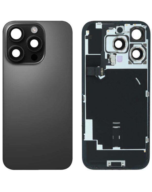 Back Cover Glass w/ Frame and Wireless NFC Flex Cable for iPhone 16 Pro  – Black Titanium