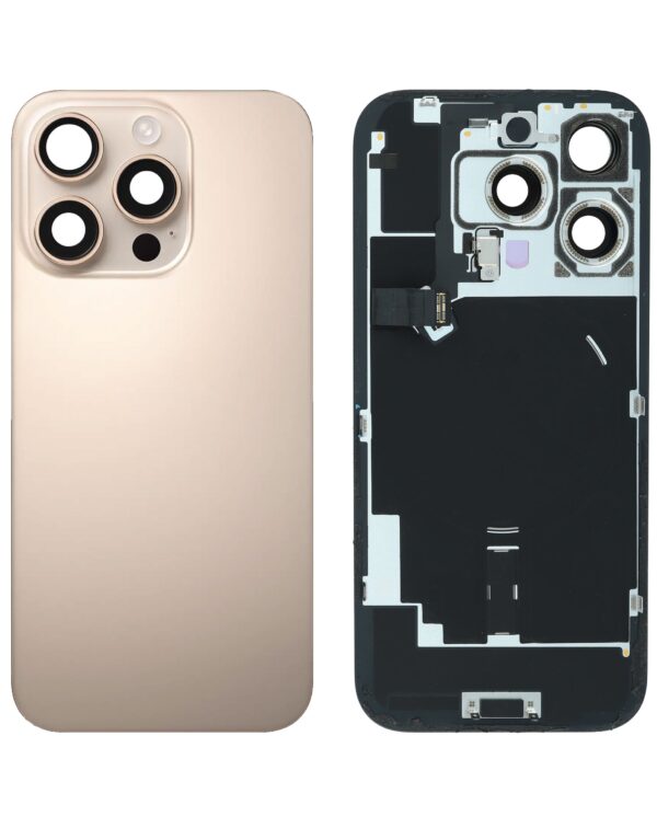 Back Cover Glass w/ Frame and Wireless NFC Flex Cable for iPhone 16 Pro  – Desert Titanium