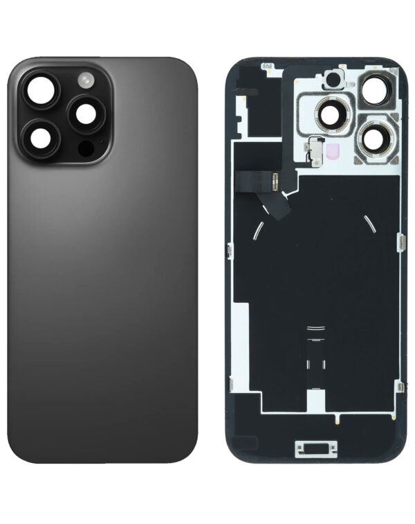 Back Cover Glass w/ Frame and Wireless NFC Flex Cable for iPhone 16 Pro Max  – Black Titanium