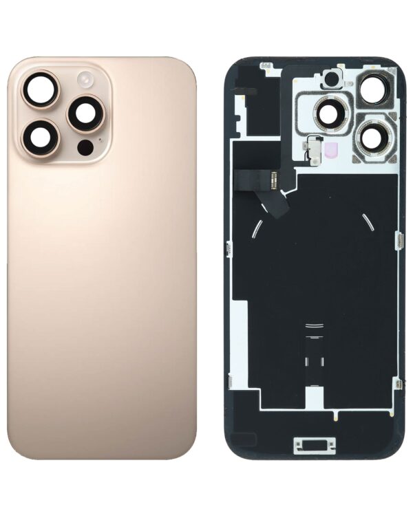 Back Cover Glass w/ Frame and Wireless NFC Flex Cable for iPhone 16 Pro Max  – Desert Titanium
