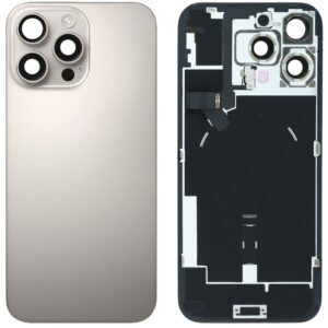 Back Cover Glass w/ Frame and Wireless NFC Flex Cable for iPhone 16 Pro Max  – Natural Titanium