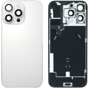 Back Cover Glass w/ Frame and Wireless NFC Flex Cable for iPhone 16 Pro Max  – White Titanium