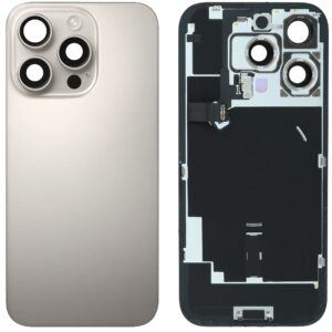 Back Cover Glass w/ Frame and Wireless NFC Flex Cable for iPhone 16 Pro  – Natural Titanium