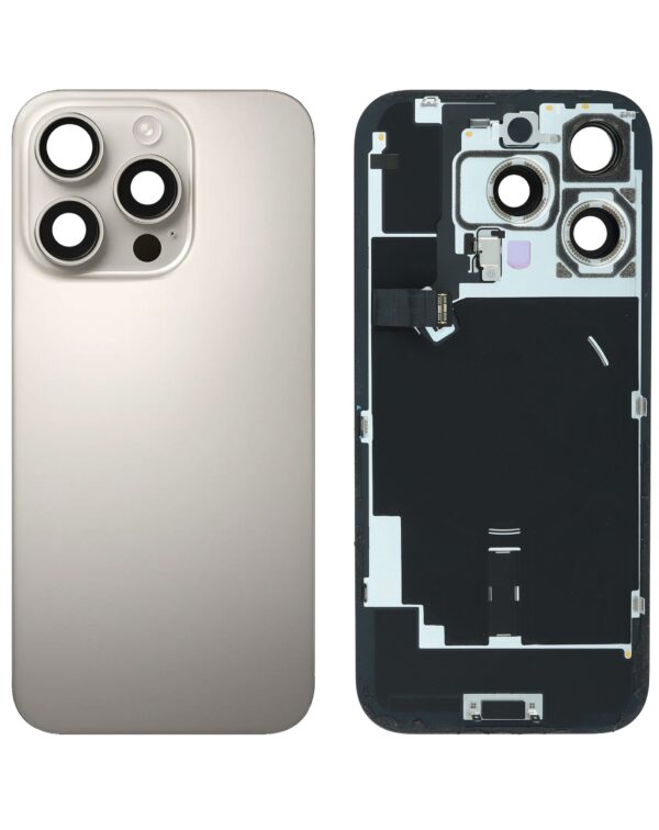 Back Cover Glass w/ Frame and Wireless NFC Flex Cable for iPhone 16 Pro  – Natural Titanium