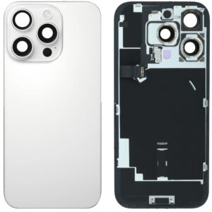 Back Cover Glass w/ Frame and Wireless NFC Flex Cable for iPhone 16 Pro  – White Titanium