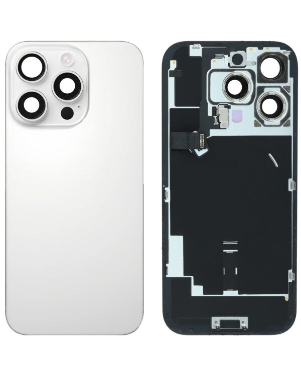 Back Cover Glass w/ Frame and Wireless NFC Flex Cable for iPhone 16 Pro  – White Titanium