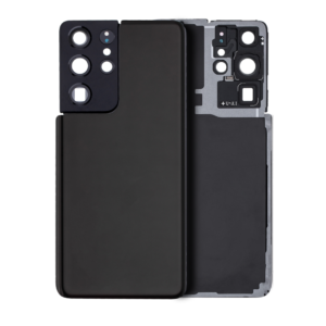 Back Cover Glass with Camera Lens and Adhesive for Samsung Galaxy S21 Ultra - Phantom Black
