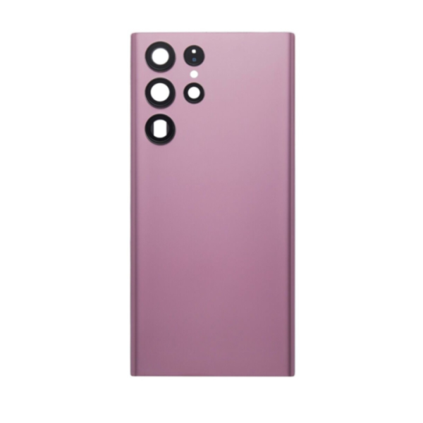 Back Cover Glass with Camera Lens and Adhesive for Samsung Galaxy S22 Ultra - Burgundy