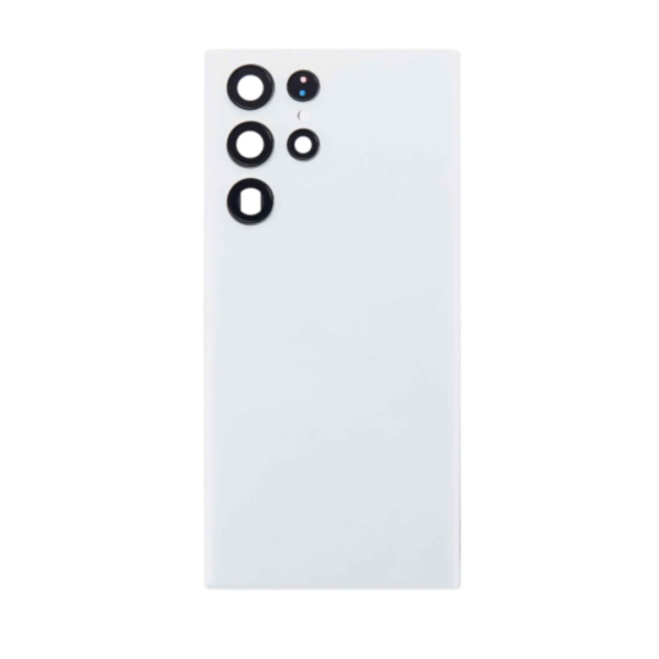 Back Cover Glass with Camera Lens and Adhesive for Samsung Galaxy S22 Ultra - Phantom White