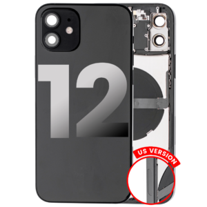 Back Housing w/ Small Parts Pre-Installed for iPhone 12 (Charging Port Included) – Black