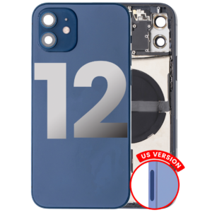 Back Housing w/ Small Parts Pre-Installed for iPhone 12 (Charging Port Included) – Blue