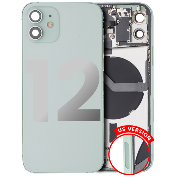 Back Housing w/ Small Parts Pre-Installed for iPhone 12 (Charging Port Included) – Green