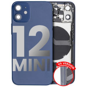 Back Housing w/ Small Parts Pre-Installed for iPhone 12 Mini (Charging Port Included) – Blue