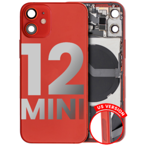 Back Housing w/ Small Parts Pre-Installed for iPhone 12 Mini (Charging Port Included) – Red