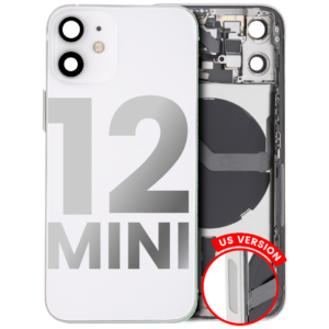 Back Housing w/ Small Parts Pre-Installed for iPhone 12 Mini (Charging Port Included) – White