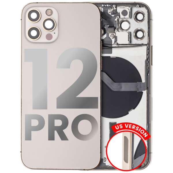 Back Housing w/ Small Parts Pre-Installed for iPhone 12 Pro (Charging Port Included) – Gold