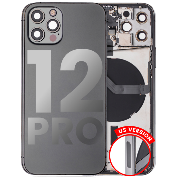 Back Housing w/ Small Parts Pre-Installed for iPhone 12 Pro (Charging Port Included) – Graphite