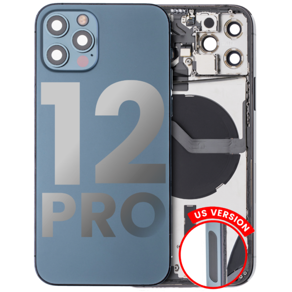 Back Housing w/ Small Parts Pre-Installed for iPhone 12 Pro (Charging Port Included) – Pacific Blue
