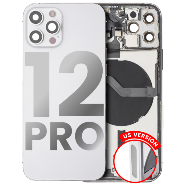 Back Housing w/ Small Parts Pre-Installed for iPhone 12 Pro (Charging Port Included) – Silver