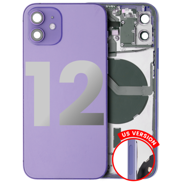 Back Housing w/ Small Parts Pre-Installed for iPhone 12 (Charging Port Included) – Purple