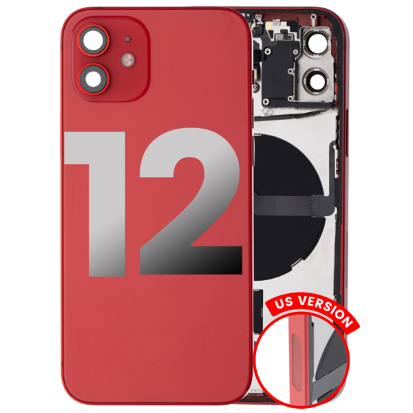 Back Housing w/ Small Parts Pre-Installed for iPhone 12 (Charging Port Included) – Red