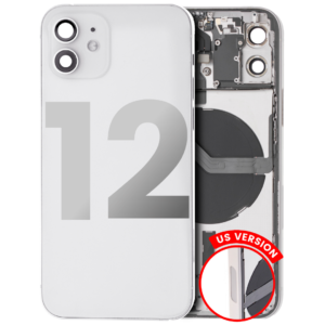 Back Housing w/ Small Parts Pre-Installed for iPhone 12 (Charging Port Included) – White