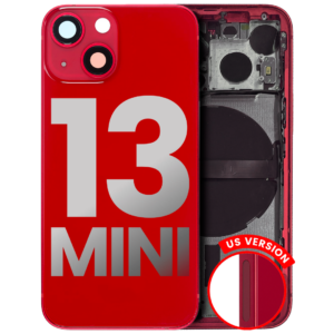Back Housing w/ Small Parts Pre-Installed for iPhone 13 Mini (Charging Port Included) – Red