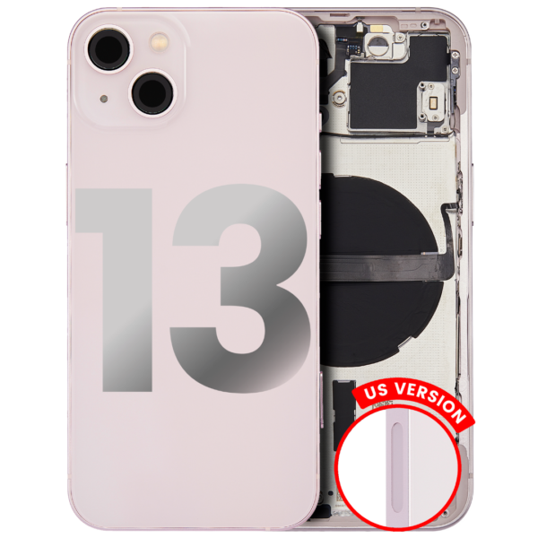 Back Housing w/ Small Parts Pre-Installed for iPhone 13 (Charging Port Included) – Pink