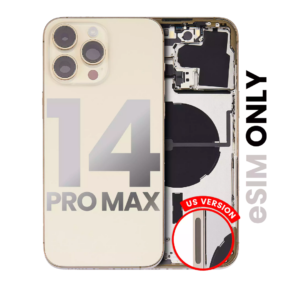 Back Housing w/ Small Parts Pre-Installed for iPhone 14 Pro Max (Charging Port Included) – Gold